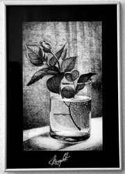Картина в рамке «Роза в стакане»